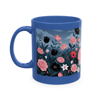 🌹🖤 The Lady Of The Midnight Rose Garden Ceramic Mug – Art Deco Floral Elegance