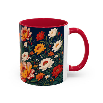 🌺🐦 The Enchanted Birdcage Garden Colorful Mug – Art Deco Floral Fantasy
