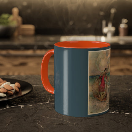 Rita Rides on the Dolphin by Warwick Goble Colorful Mugs, 11oz