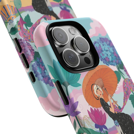 🌊☂️ The Lady Of The Flowered Seashore Phone Case – Art Deco Seaside Fashion