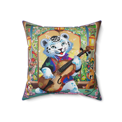 Melodies of the Snow Lion Cub Spun Polyester Square Pillow
