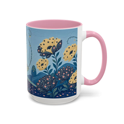 🌼🦋 The Enchanted Butterfly Garden Promenade Colorful Mug – Art Deco Floral Whimsy