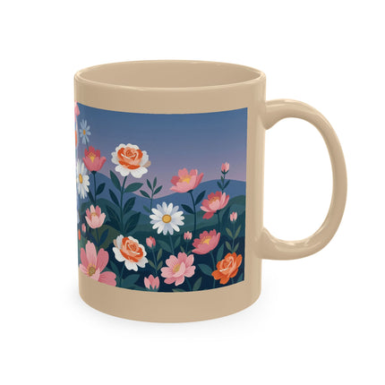 🌸🎭 The Lady Of The Floral Masquerade Garden Ceramic Mug – Art Deco Fashion Whimsy