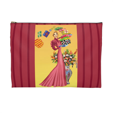 Elegant Holiday Woman with Gifts Accessory Pouch