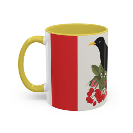 Blackbird & Rose Colorful Mugs – Timeless Elegance & Nature's Harmony