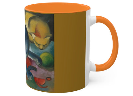 Two Cats, Blue and Yellow by Franz Marc Colorful Mugs, 11oz
