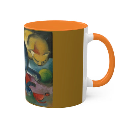 Two Cats, Blue and Yellow by Franz Marc Colorful Mugs, 11oz