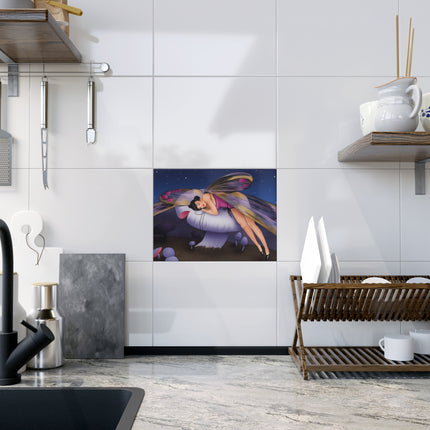 Slumbering Fairy on the Mushroom Ceramic Tile