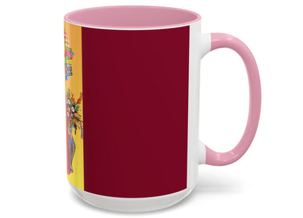 Elegant Holiday Woman with Gifts Colorful Mugs (11oz, 15oz)