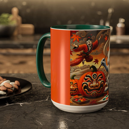 Halloween Rabbit’s Kabuki Jack-o’-Lanterns Colorful Mugs (11oz, 15oz)
