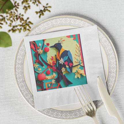 Curious Crow White Coined Napkins