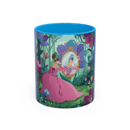 The Lady Of The Enchanted Mirror Colorful Mugs – Art Deco Botanical Elegance