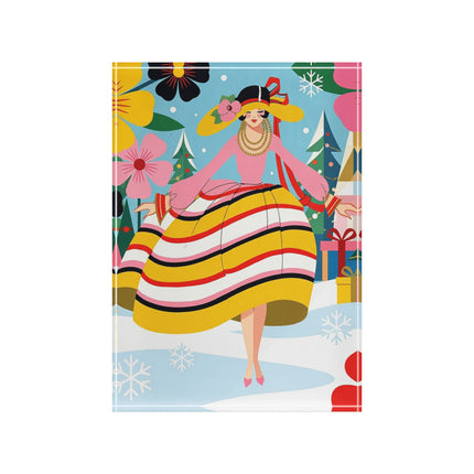 🌼🎄 The Christmas Blossom Belle Acrylic Art Block – Colorful Art Deco Holiday Fantasy
