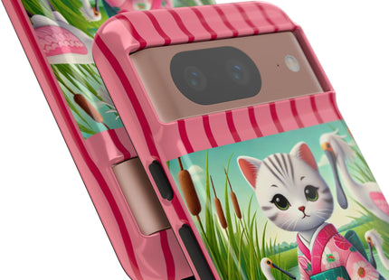 Geisha Kitten Strolls Among the Spoonbills Phone Cases