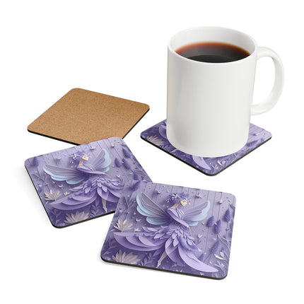Lavender Fairy Corkwood Coaster Set
