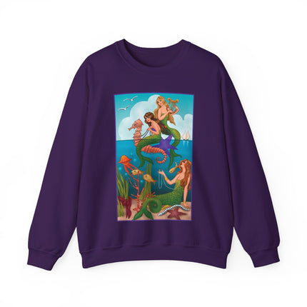 Three Mermaids with Strings of Pearls by Carlo Chiostri Heavy Blend™ Crewneck Sweatshirt