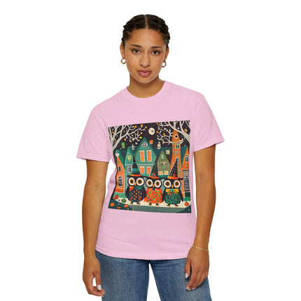 Night of the Trick-or-Treating Owlets Unisex Garment-Dyed T-shirt
