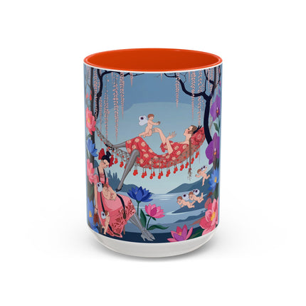 The Ladies Of The Enchanted Hammock Colorful Mugs – Art Deco Whimsical Garden Elegance