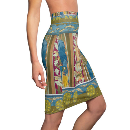 Eagle and Oak, Macaws and Corn by Maurice Pillard Verneuil Women's Pencil Skirt (AOP)
