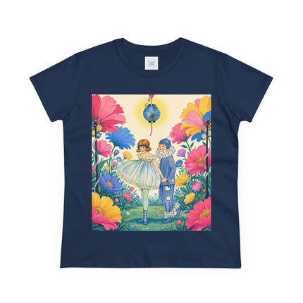 🌸🏮 The Lantern Garden Stroll Cotton Tee – Art Deco Floral Whimsy