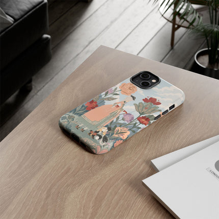 🌹🐈 The Lady And Puss In Boots Phone Case – Art Deco Floral Whimsy