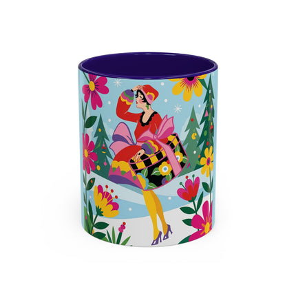 🌸🎄 Christmas In The Winter Garden Colorful Mug – Whimsical Holiday Fantasy