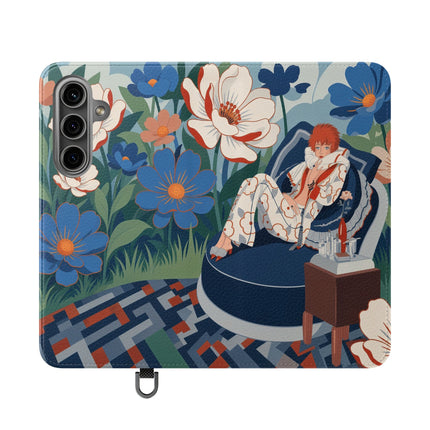 🌺🪞 The Lady Of The Grand Flower Salon Flip Case – Art Deco Floral Elegance