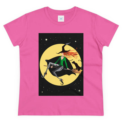 A Witch’s Moonlit Flight Women's Midweight Cotton Tee