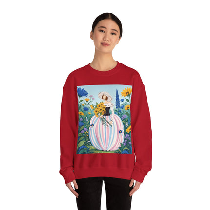🌻🎀 The Sunflower Garden Bouquet Crewneck Sweatshirt – Art Deco Floral Elegance