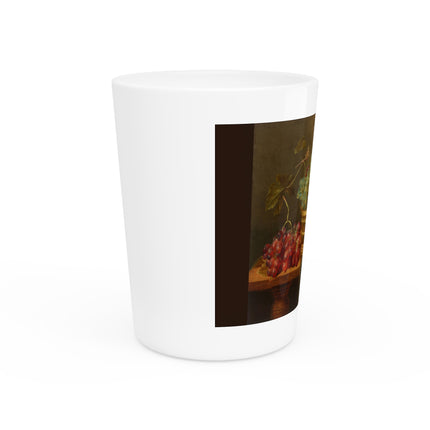 Basket of Grapes and a Pomegranate on a Table by Jacob van Hulsdonck Ceramic Shot Glass