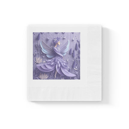 Lavender Fairy White Coined Napkins