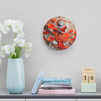 Poppy Fairy Acrylic Wall Clock, Round and Square