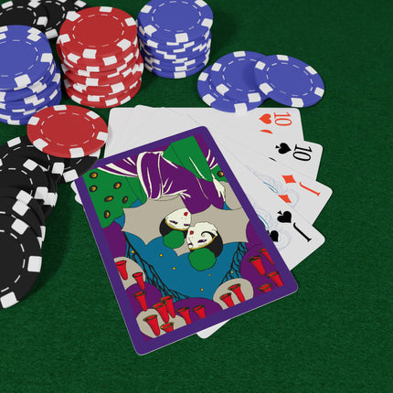 Two Pierrots Playing Cards