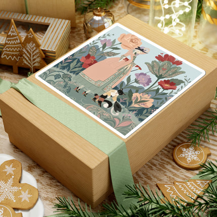 🌹🐈 The Lady And Puss In Boots Kiss-Cut Stickers – Art Deco Floral Whimsy