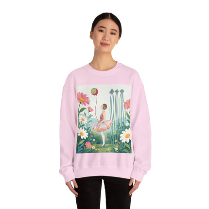 🌼🎈 The Garden Balloon Dancer Crewneck Sweatshirt – Art Deco Floral Whimsy
