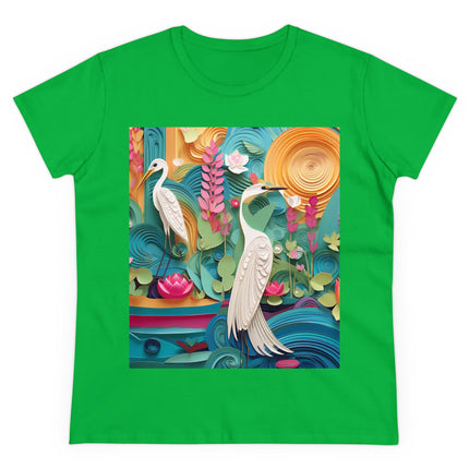 Elegant Egret Oasis Women's Midweight Cotton Tee