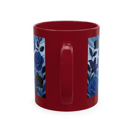 ☔💙 The Lady In The Blue Rain Garden Ceramic Mug – Art Deco Floral Elegance