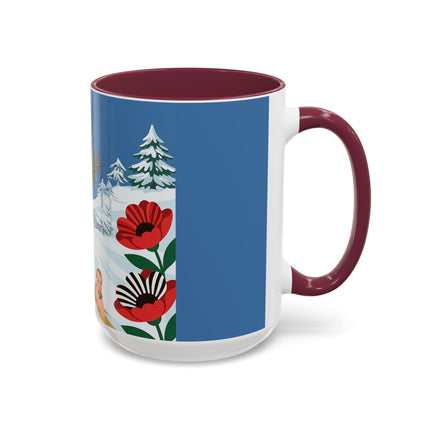 🎿🎄 The Christmas Holly Skier Colorful Mug – Whimsical Holiday Fantasy