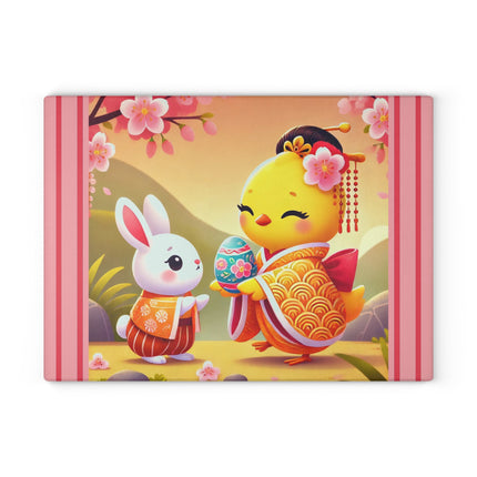 Whimsical Springtime Exchange Glass Cutting Board