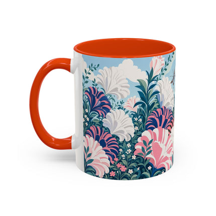 🌸🦋 The Enchanted Pink Blossom Retreat Colorful Mug – Art Deco Floral Whimsy