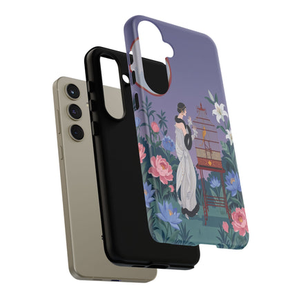 🌸🐦 The Lady Of The Garden Birdcage Phone Case – Art Deco Floral Elegance