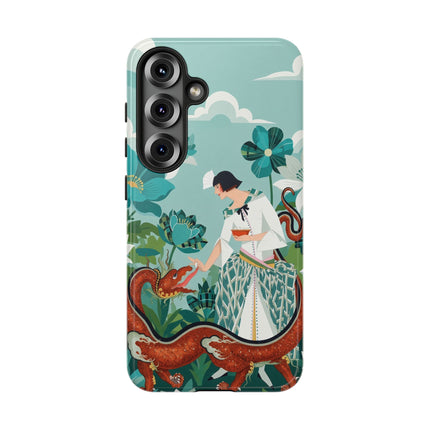 🐉🌿 The Dragon Keeper Phone Case – Art Deco Floral Fantasy