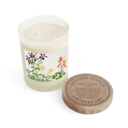 Aquilegia Flowers by Tanigami Kônan Scented Candle - Full Glass, 11oz - The White Tea & Fig, The Lavender & Sage, and The Ocean Mist & Moss