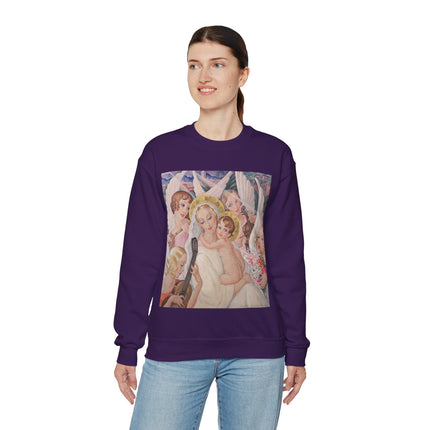 Madonna with Child Surrounded by Musical Angels by Gerda Wegener Heavy Blend™ Crewneck Sweatshirt