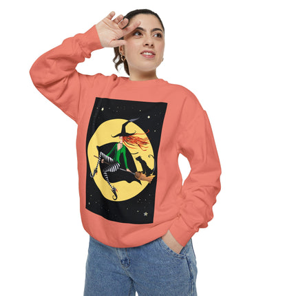 A Witch’s Moonlit Flight Unisex Garment-Dyed Sweatshirt