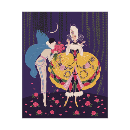 🌹🌙 The Lady Of The Moonlit Rose Masquerade Matte Vertical Poster – Art Deco Fashion Illustration