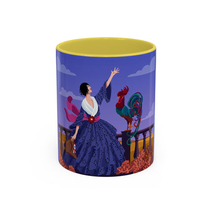 The Dawn Serenade Colorful Mug (11oz, 15oz) – Rooster Beauty, Morning Charm & Art Deco Elegance