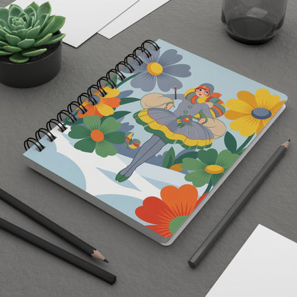 🌼❄️ The Lady Of The Winter Flower Dance Spiral Notebook – Art Deco Holiday Fantasy