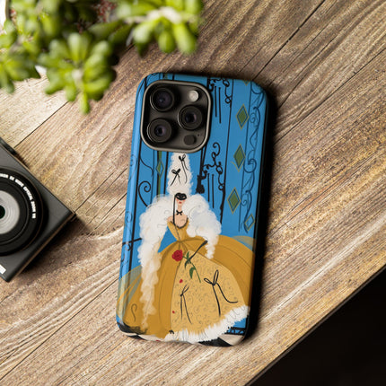 🎭🌹 The Lady At The Masquerade Gates Phone Case – Art Deco Fashion Illustration