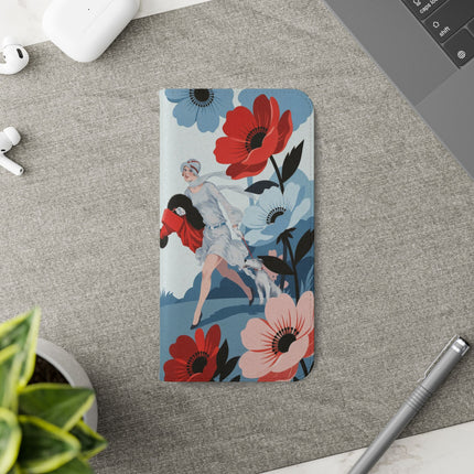🌺🐕 The Lady Of The Flower Walk Flip Case – Art Deco Garden Stroll